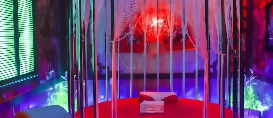 鳥籠造型 設計的 紅色 圓形 床